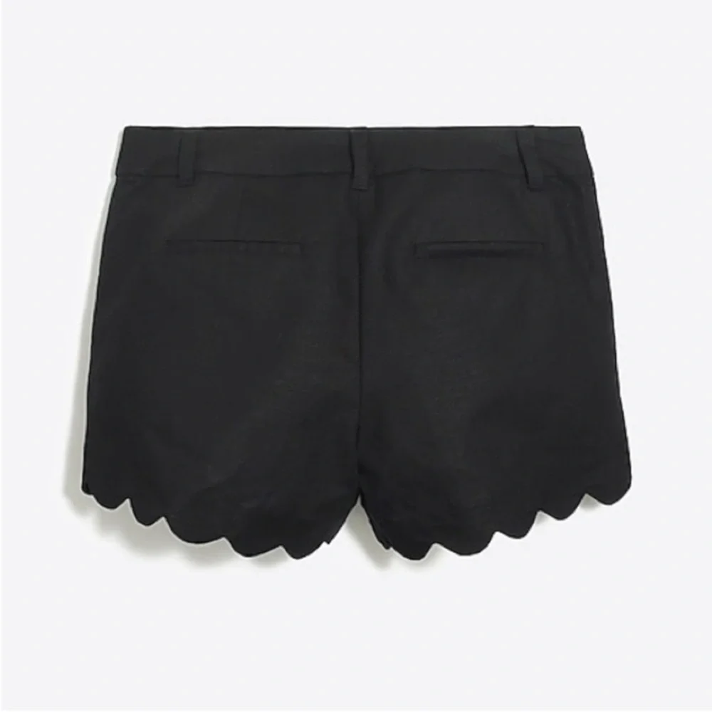 J. Crew Black Linen Scalloped Hem Women Shorts